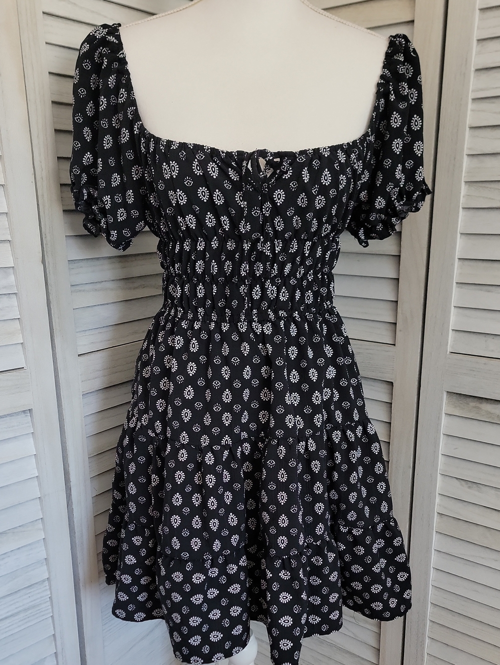 Liberty Love Black & White Mini Dress with White Floral Print